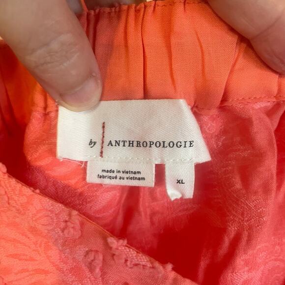 By Anthropologie Amber Tank Top Coral Ruffle Criss-Cross Straps Textured size XL - Picture 8 of 13